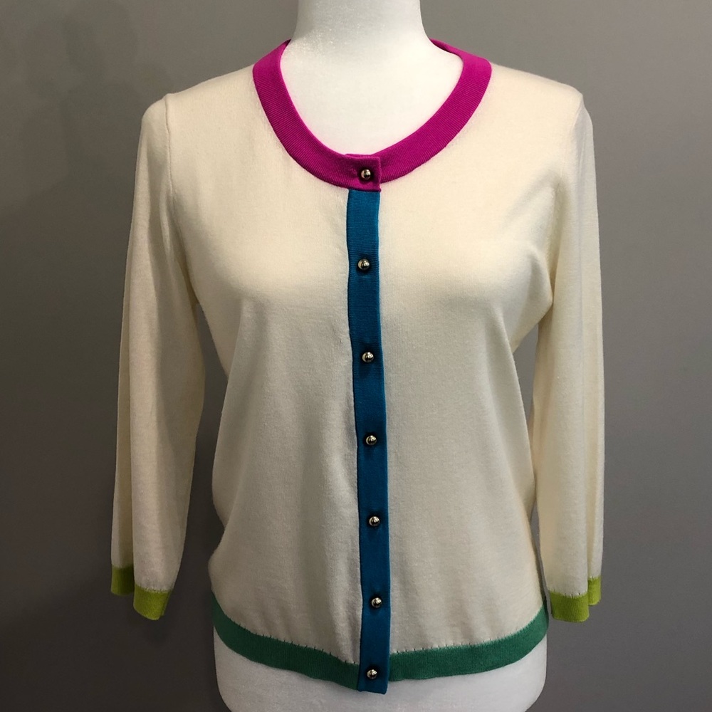 Kate Spade cream 3/4 sleeve cardigan, size M